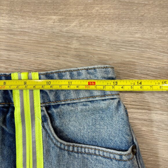 Carmar Blue Denim Neon Zipper Mini skirt sz 26 - Picture 6 of 7